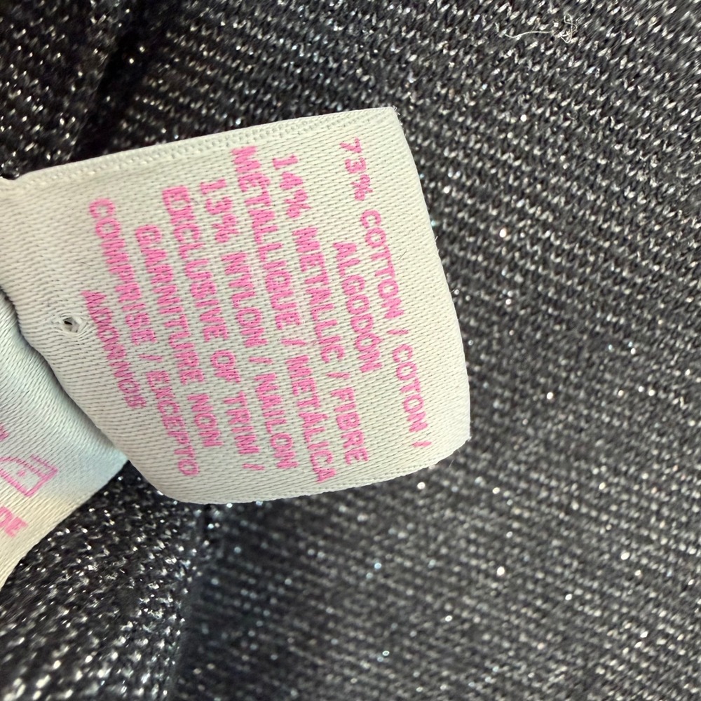 Victoria's Secret PINK Henley Top XS Gray Metallic Shimmer Rhinestone Heart Y2K - Picture 4 of 4